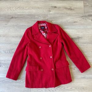 Abercrombie & Fitch Red Wool Double Breasted Peacoat M